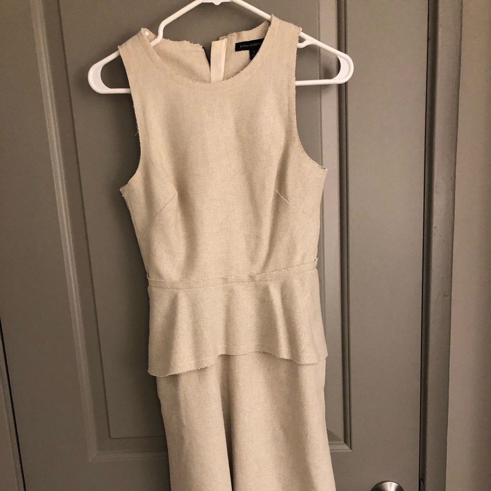 Banana Republic Cream Linen Peplum Dress